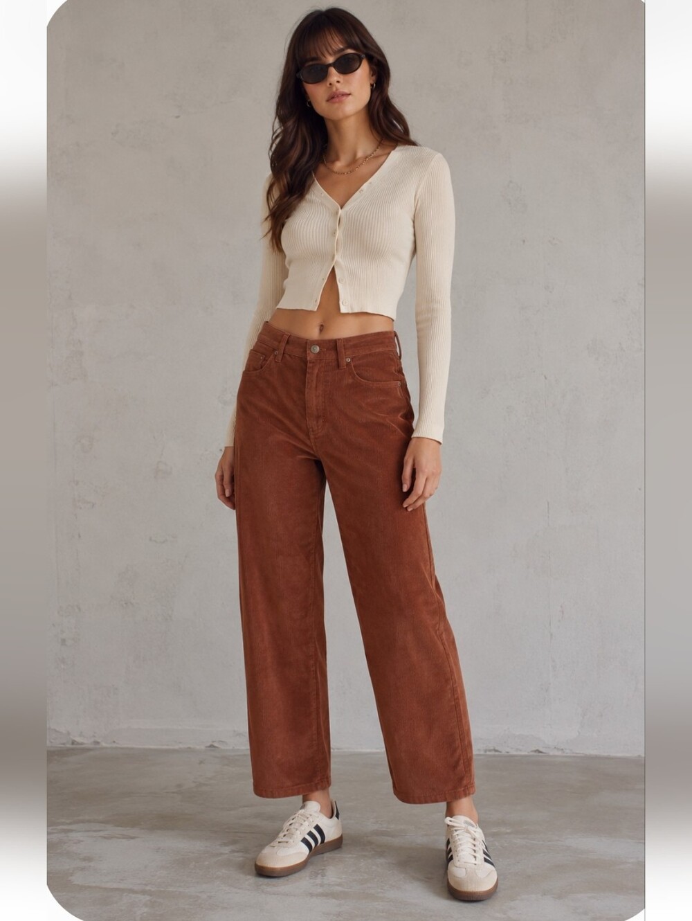 NWT Old Navy High Rise Barrel Leg Corduroy Pants Rust Brown Size 6
